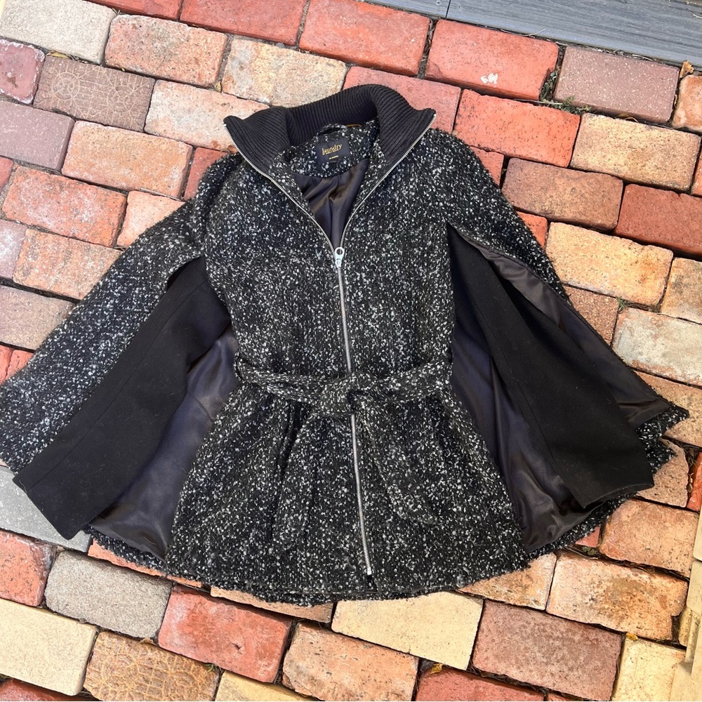 Laundry By Shelli Segal Textured Black and Gray Coat